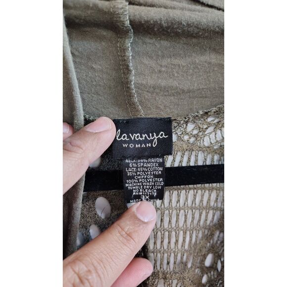 La Vanya Tan Duster/ Wrap Long Sleeve Open Paneled Cardigan - Picture 3 of 5